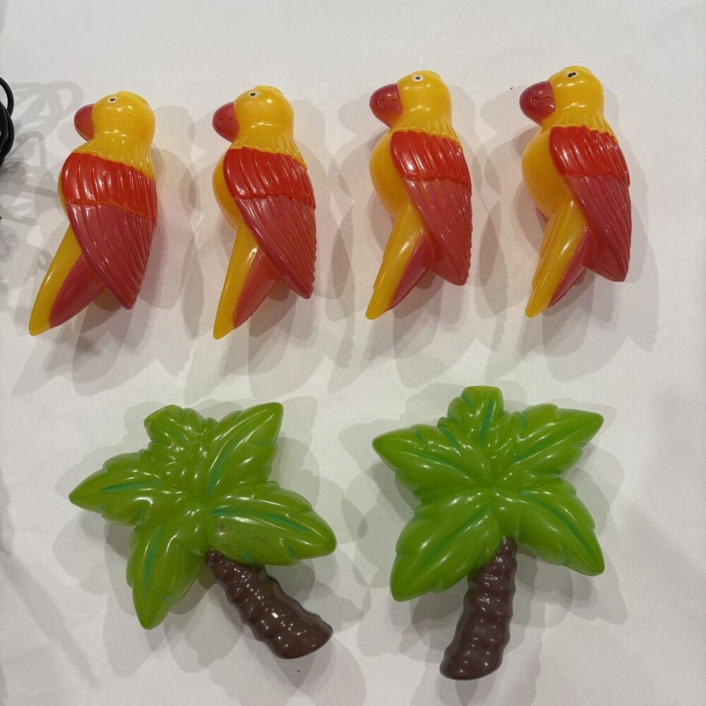 String Light Covers Parrots and Palm Trees Plastic Lot of 6 plus String Lights